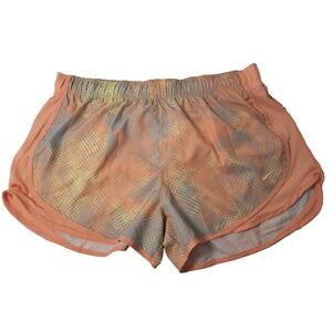 Nike Tempo Dri-FIT Running Shorts Womens XL Peach Gray Pattern Lined